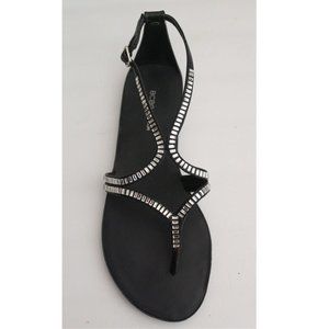 BCBGeneration Strappy Sling Back Flats Embellished Minimalist Sexy Black Party